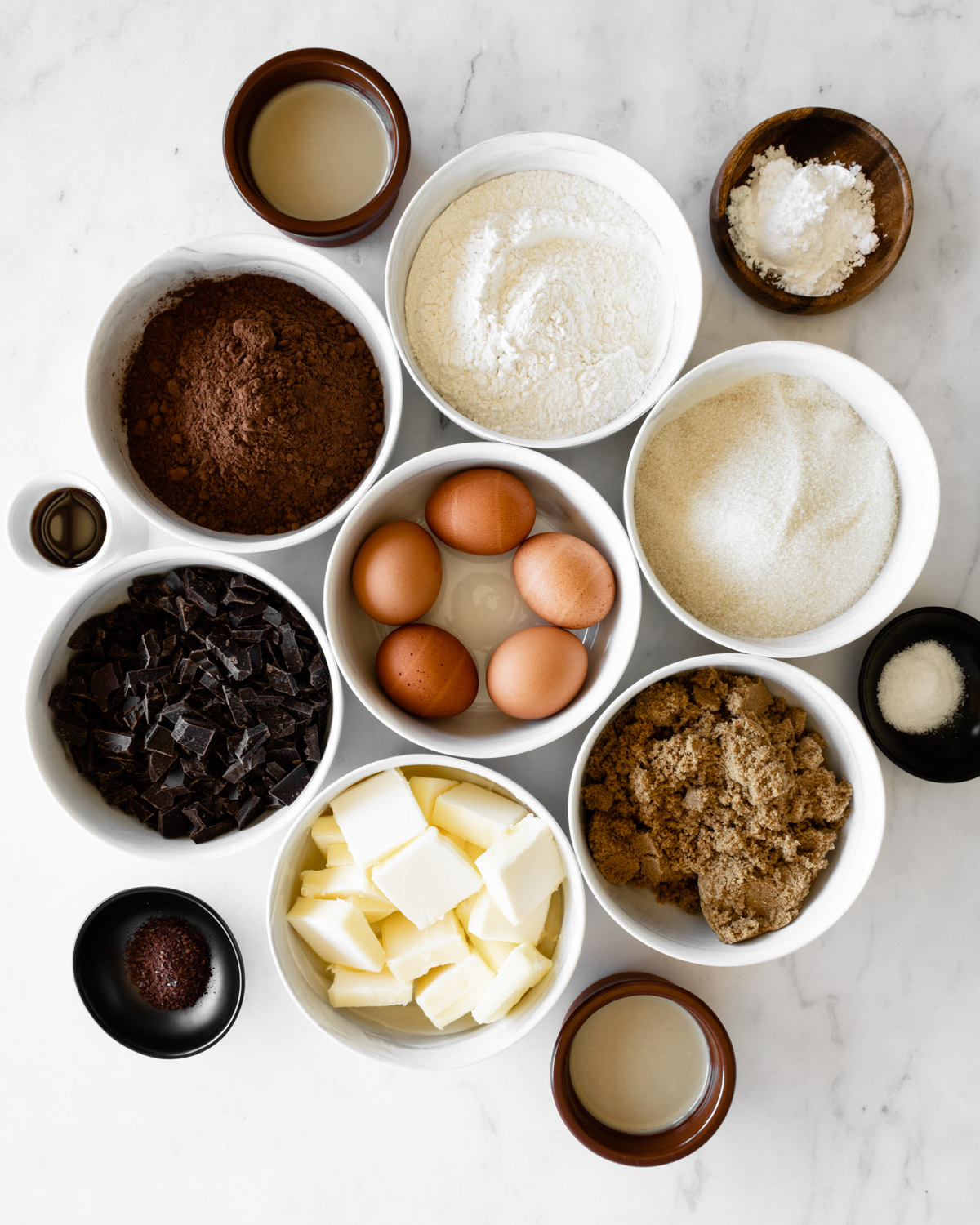 ingredients to make tahini brownies.