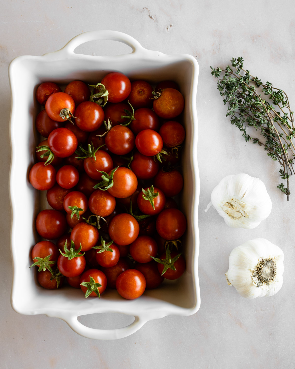 ingredients to make cherry tomato confit.