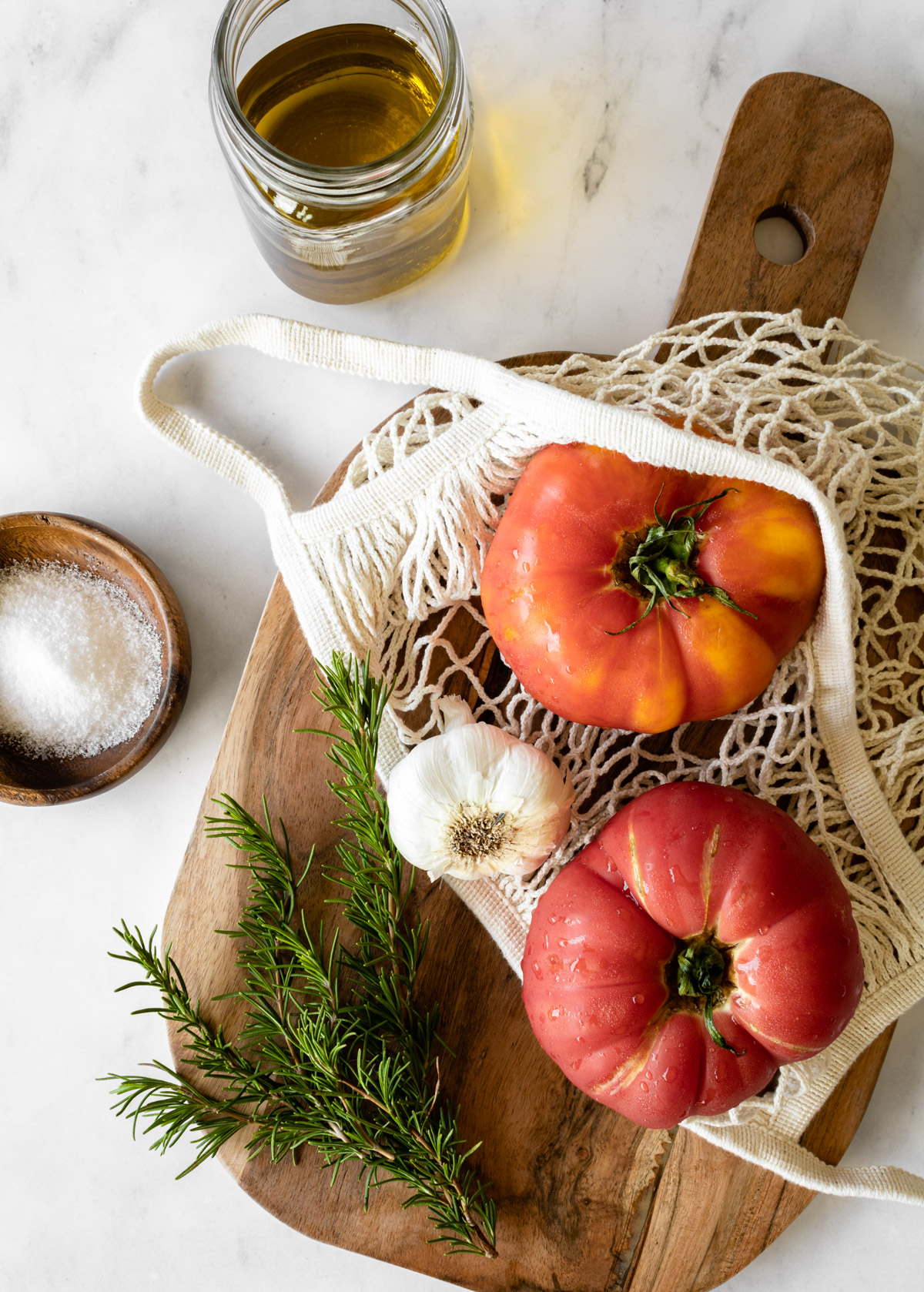 ingredients to make smoked tomato confit.