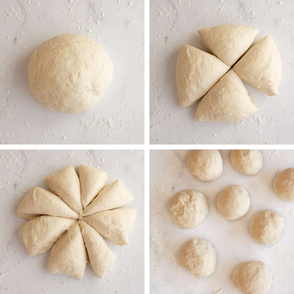 collage of how to prepare the pita bread dough.