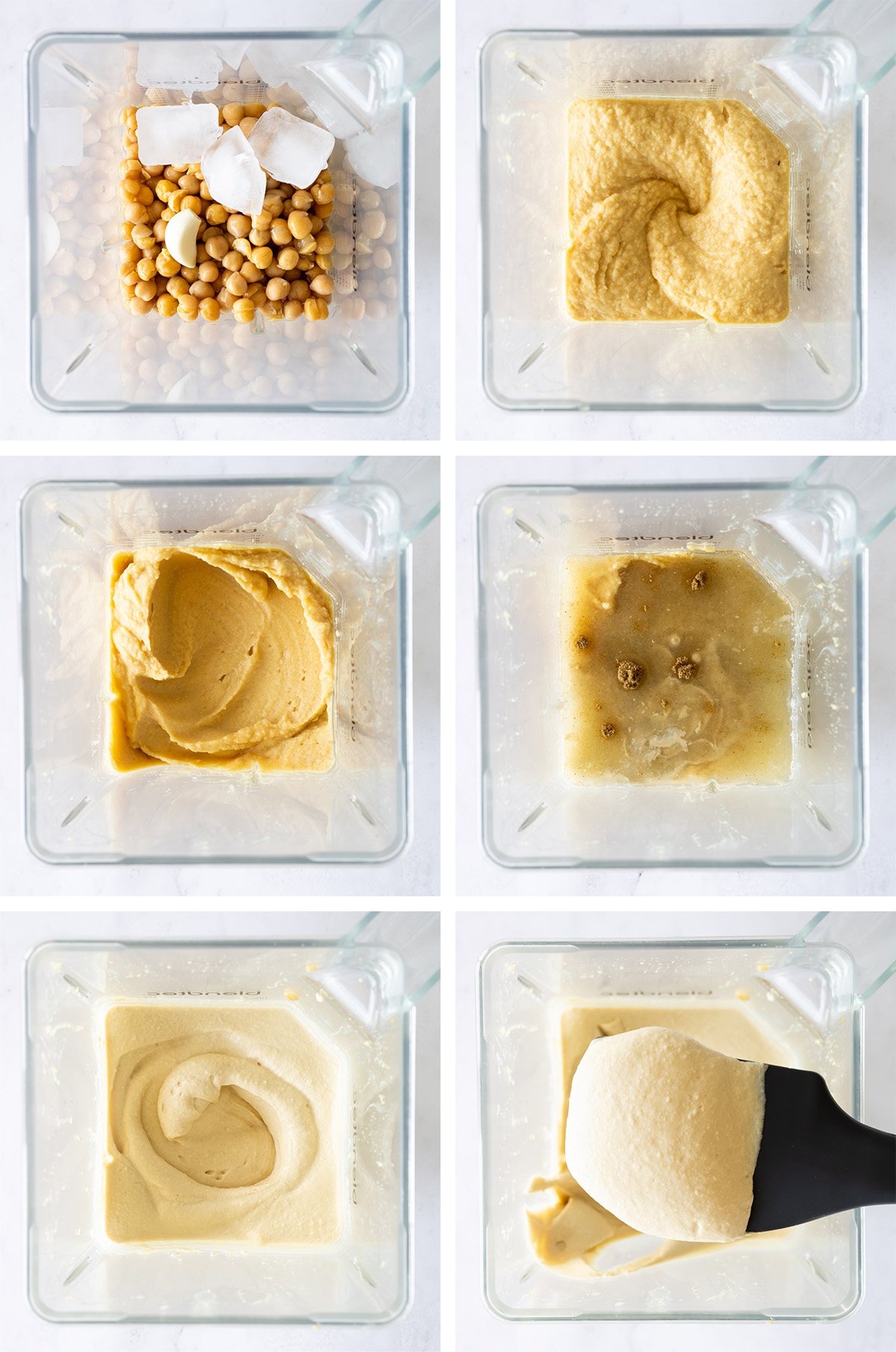 collage of how to make creamy hummus in a blender.