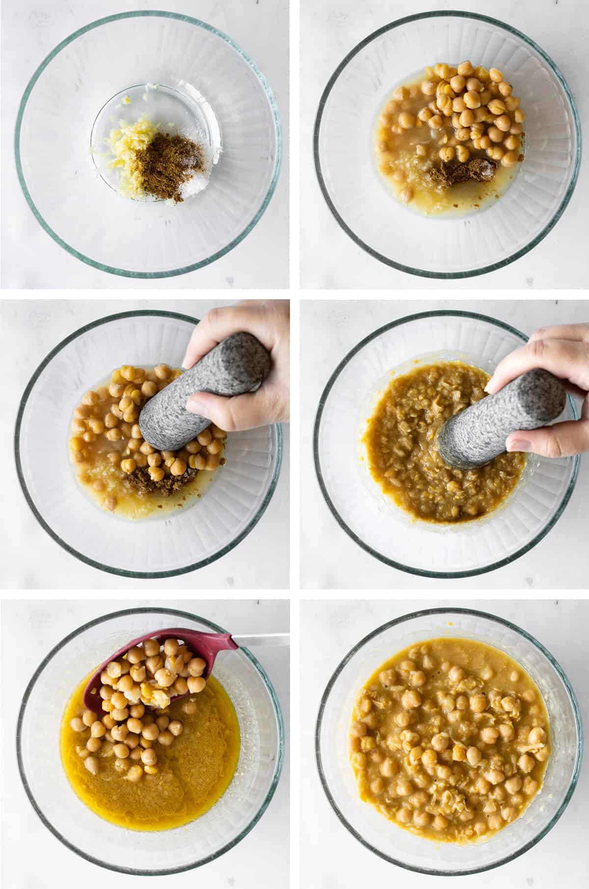 collage of how to make Lebanese hummus balila.